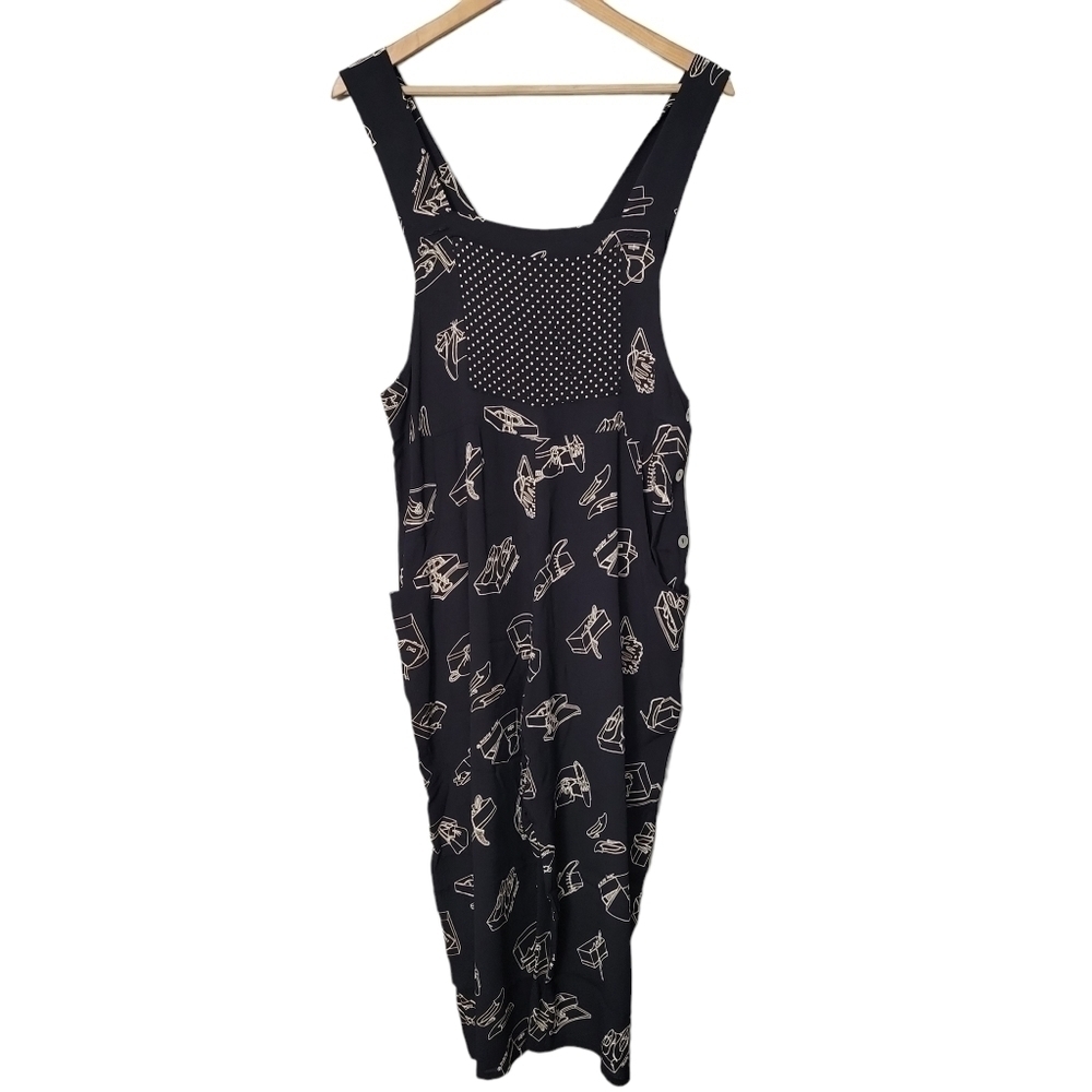 Vintage Jenny Helene Black Shoe Print Jumpsuit